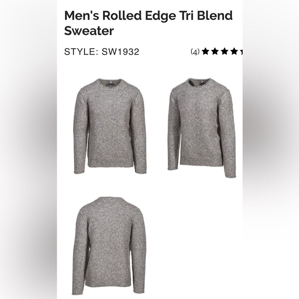 Schott Bros Men's‎ Gray Rolled Edge Tri Blend Crewneck Sweater
